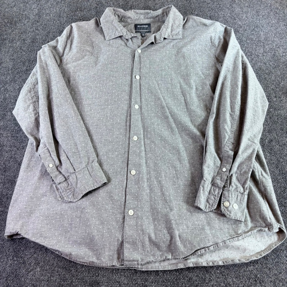 Bonobos Button Down Shirt Mens 3XL‎ Long Grey Micro Dot Cotton Standard Fit Tall